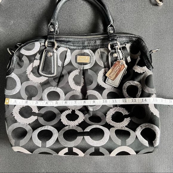 Coach Designer Signature Coated Canvas Leather Satchel Handbag Shoulder Bag EUC - Picture 7 of 8